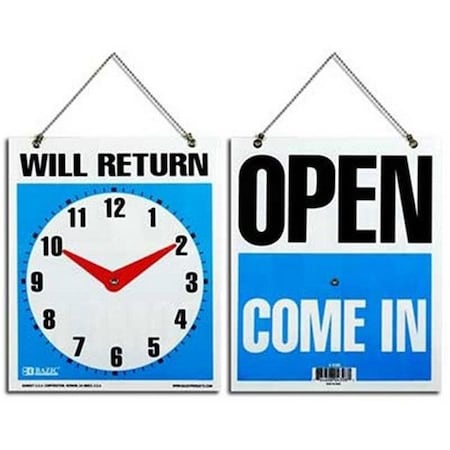 Bazic Products Bazic 4398  7.5" X 9" "WILL RETURN" Clock Sign w/ "OPEN" sign on back Pack of 24 4398